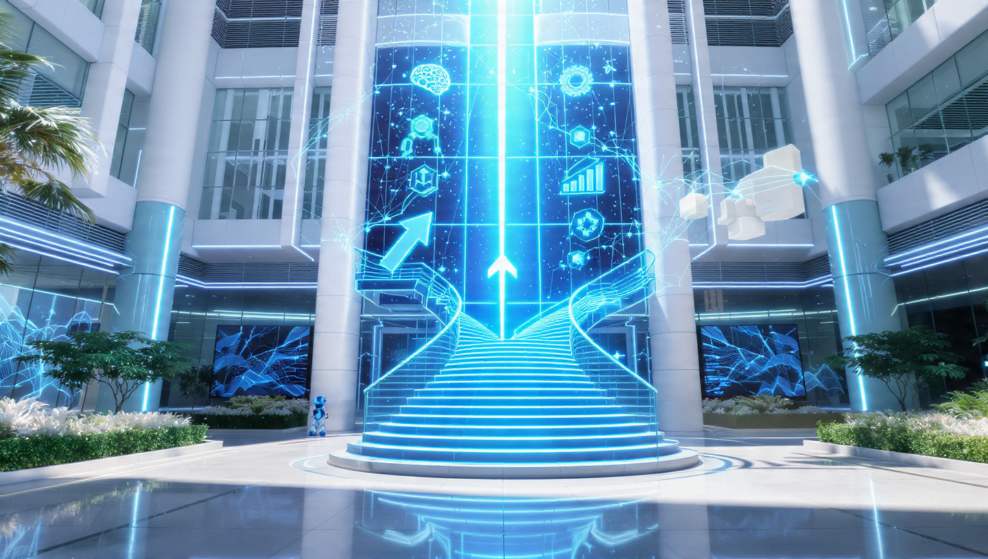 Modern architectural design of a mall interior in Jakarta, showcasing bright lighting and multiple floors.